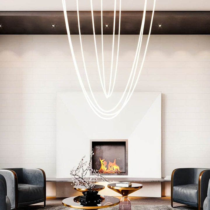 Pendant Light Silicone Integrated LED 78.7 in Gold Ceiling Indoor Modern Dining Kitchen Fixture | Kalsten