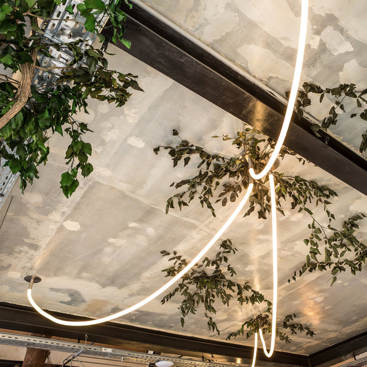 Pendant Light Silicone Integrated LED 78.7 in Gold Ceiling Indoor Modern Dining Kitchen Fixture | Kalsten