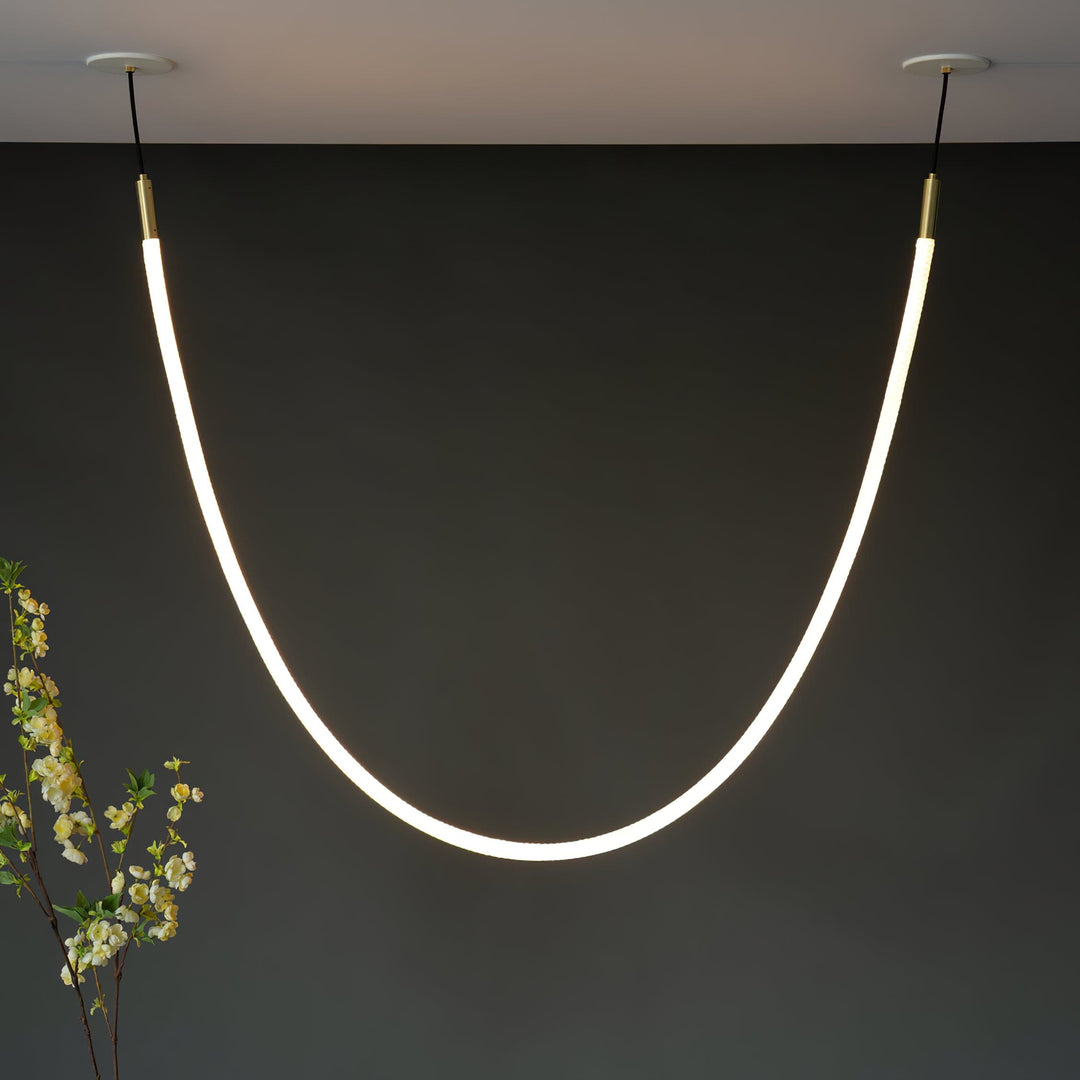Pendant Light Silicone Integrated LED 78.7 in Gold Ceiling Indoor Modern Dining Kitchen Fixture | Kalsten