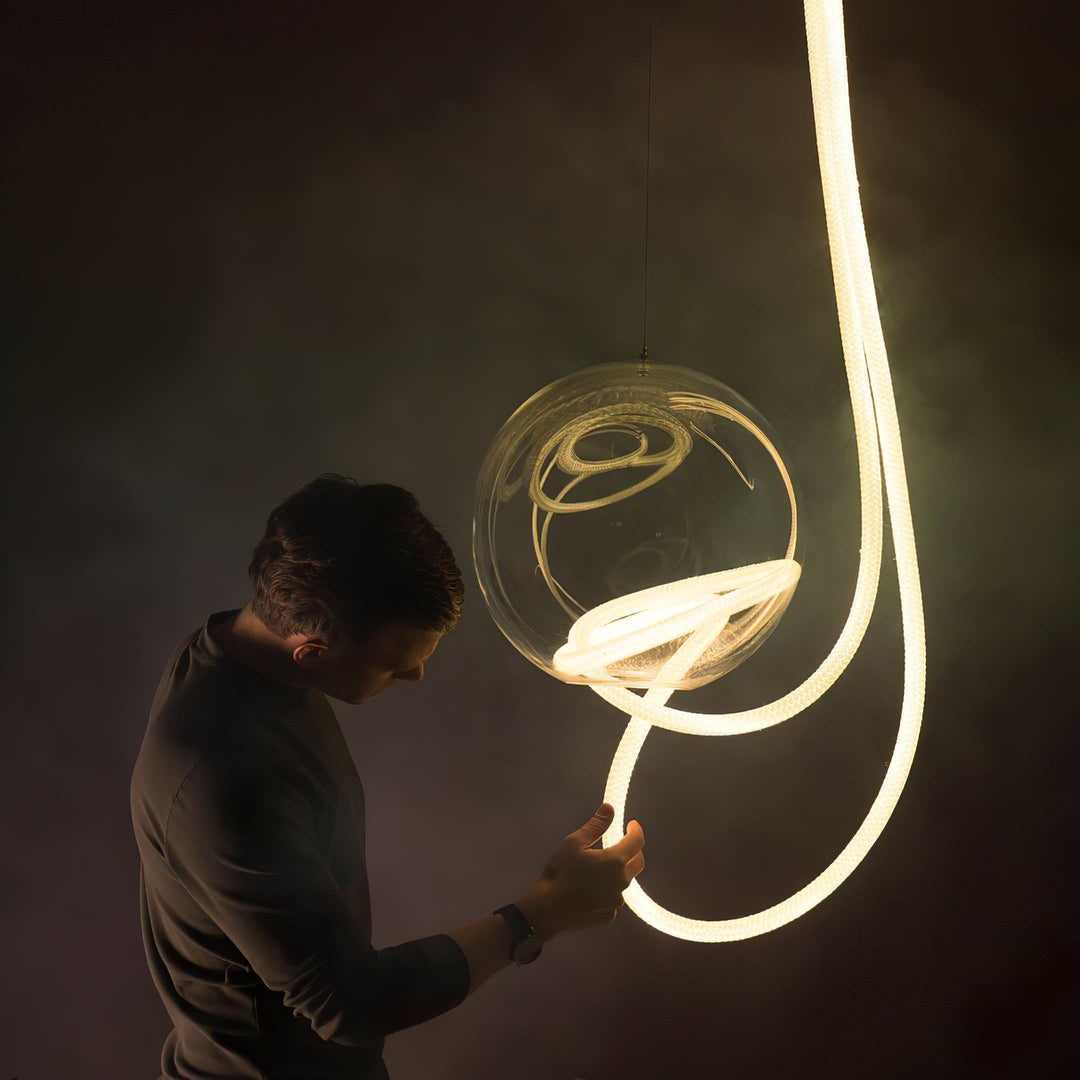 Pendant Light Silicone Integrated LED 78.7 in Gold Ceiling Indoor Modern Dining Kitchen Fixture | Kalsten