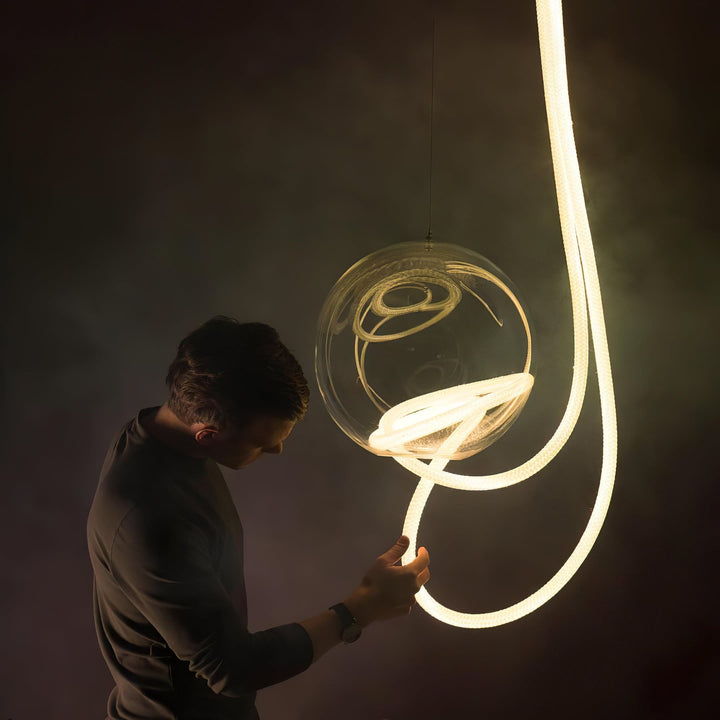 Pendant Light Silicone Integrated LED 78.7 in Gold Ceiling Indoor Modern Dining Kitchen Fixture | Kalsten