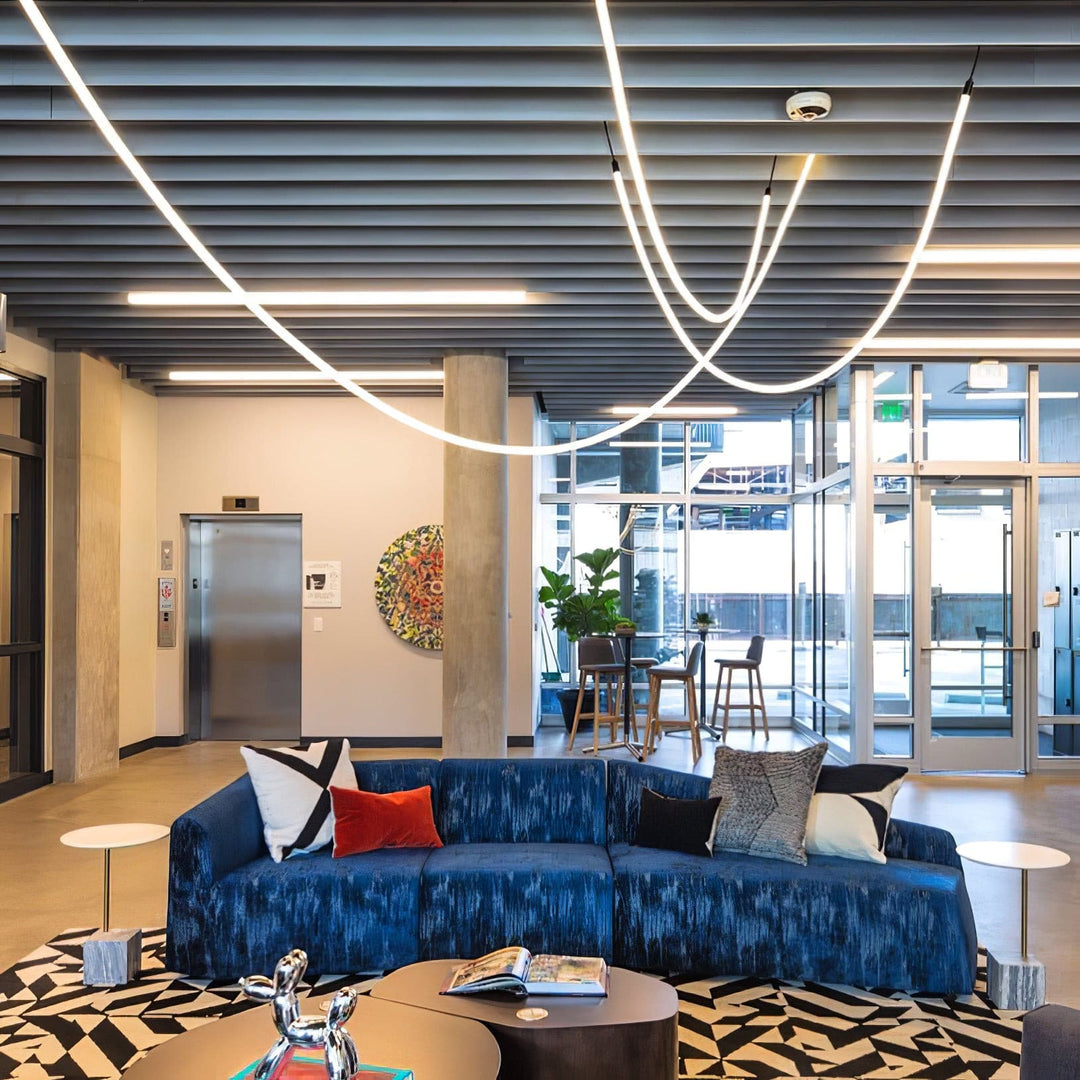 Pendant Light Silicone Integrated LED 78.7 in Gold Ceiling Indoor Modern Dining Kitchen Fixture | Kalsten