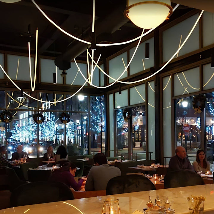 Pendant Light Silicone Integrated LED 78.7 in Gold Ceiling Indoor Modern Dining Kitchen Fixture | Kalsten
