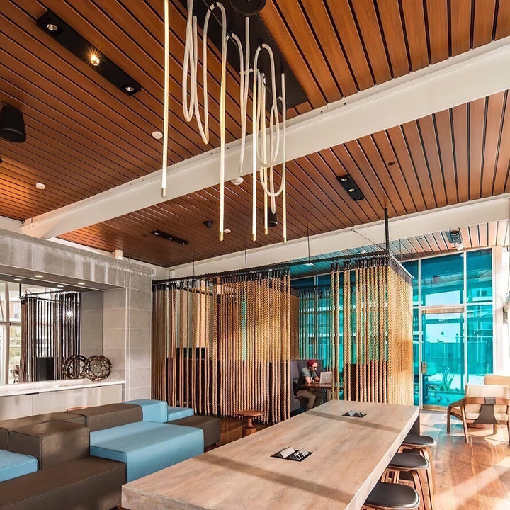 Pendant Light Silicone Integrated LED 78.7 in Gold Ceiling Indoor Modern Dining Kitchen Fixture | Kalsten