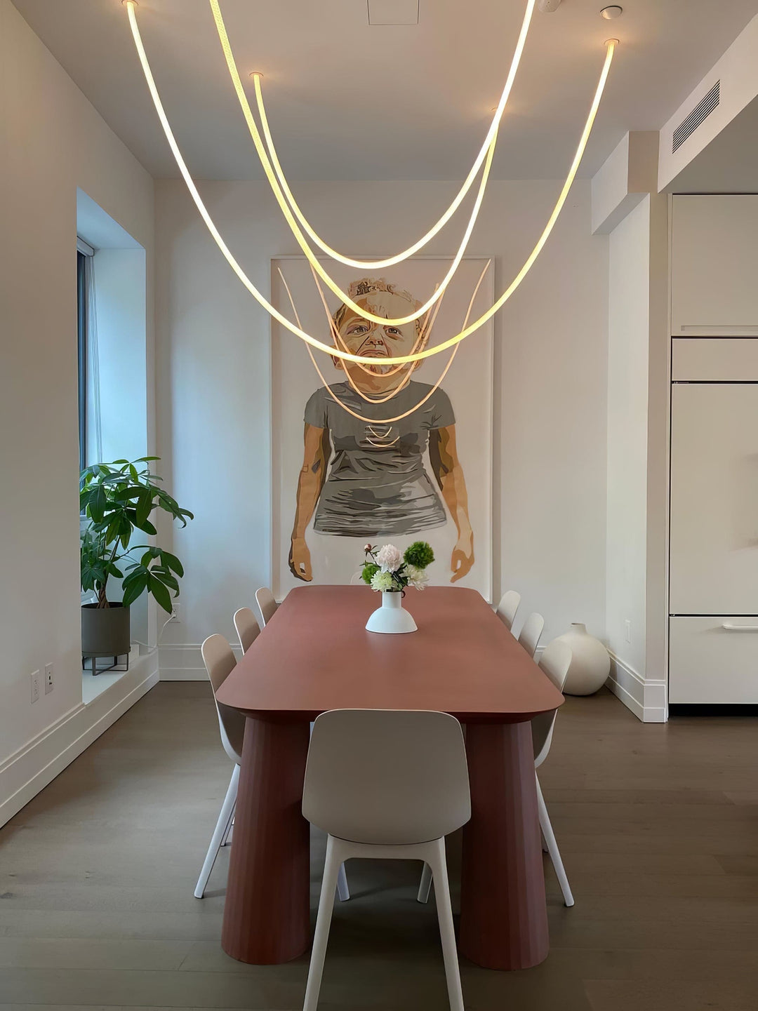 Pendant Light Silicone Integrated LED 78.7 in Gold Ceiling Indoor Modern Dining Kitchen Fixture | Kalsten