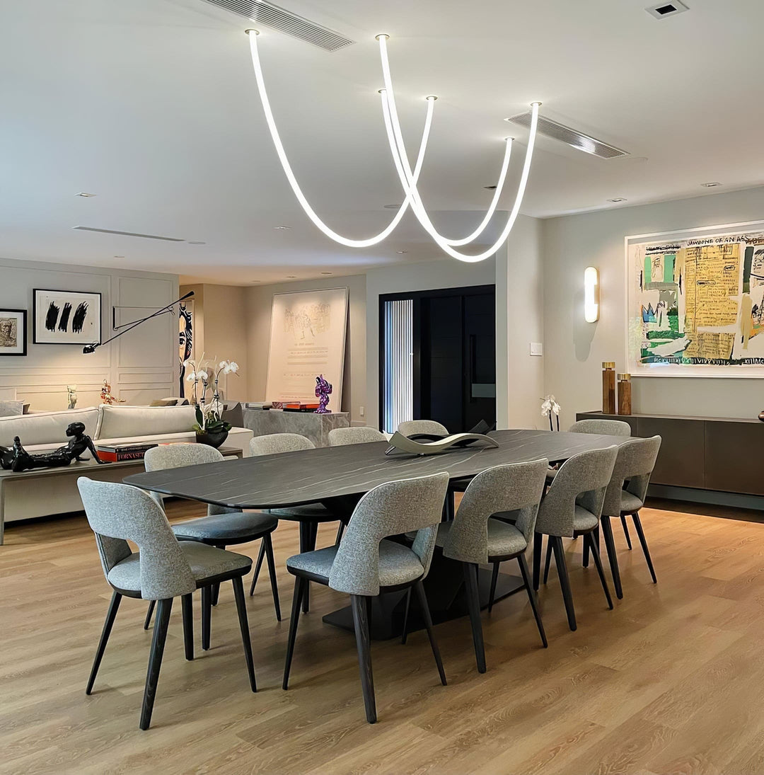 Pendant Light Silicone Integrated LED 78.7 in Gold Ceiling Indoor Modern Dining Kitchen Fixture | Kalsten