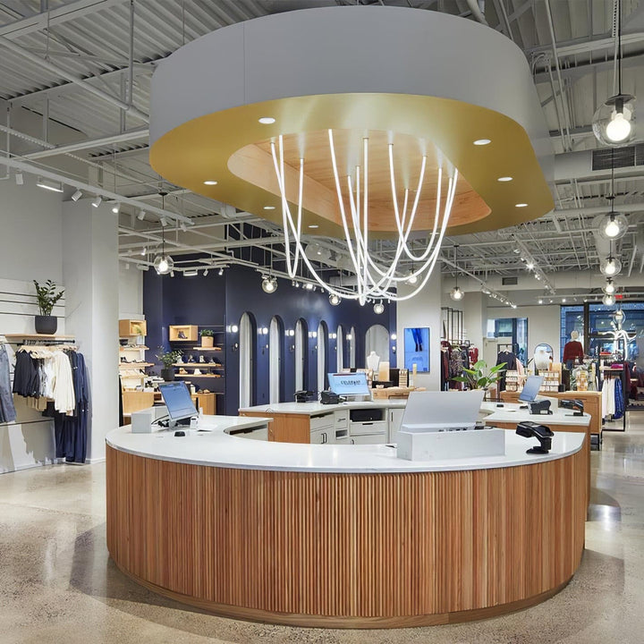 Pendant Light Silicone Integrated LED 78.7 in Gold Ceiling Indoor Modern Dining Kitchen Fixture | Kalsten