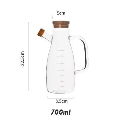 Transparent glass oil bottle with handle | Kalsten