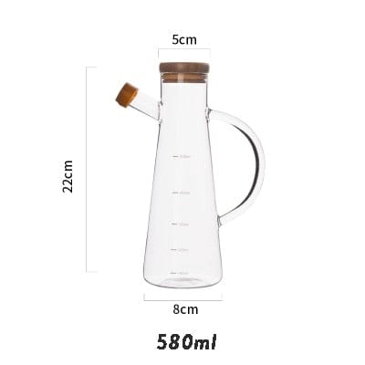 Transparent glass oil bottle with handle | Kalsten