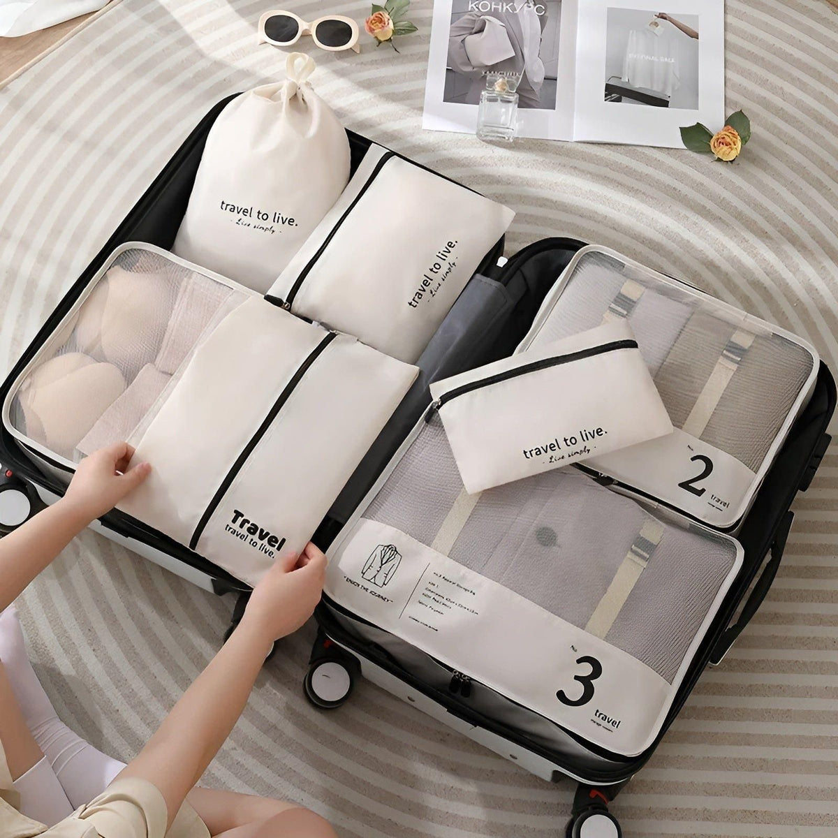 BowLift | 7-Piece Travel Packing Cube Set – Lightweight Compression Travel Organiser Bags for Suitcase & Luggage