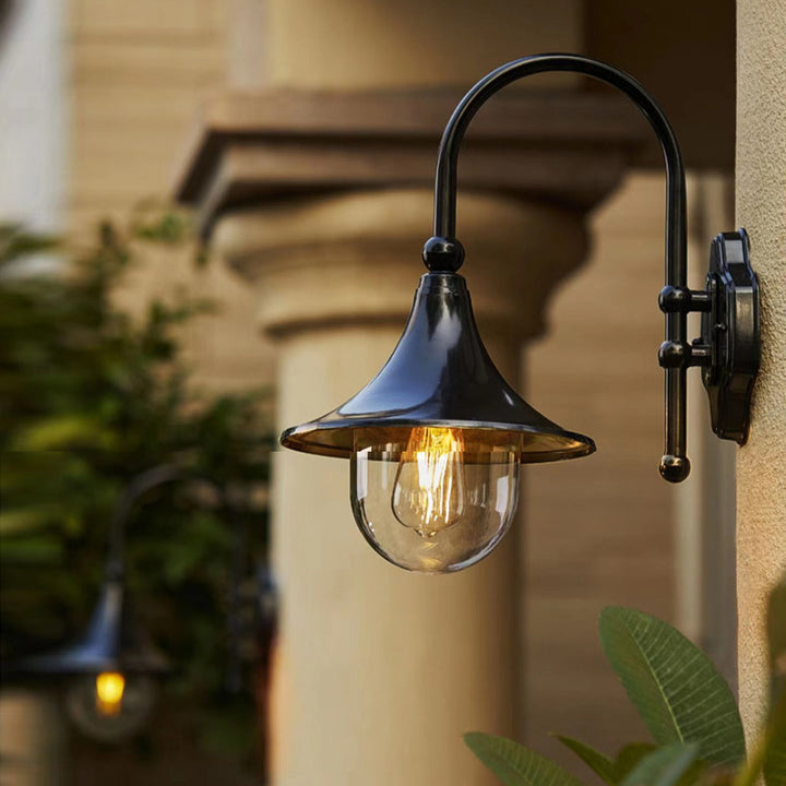 Creative Trumpet Shaped Waterproof LED Black Vintage Outdoor Wall Lamp | Kalsten