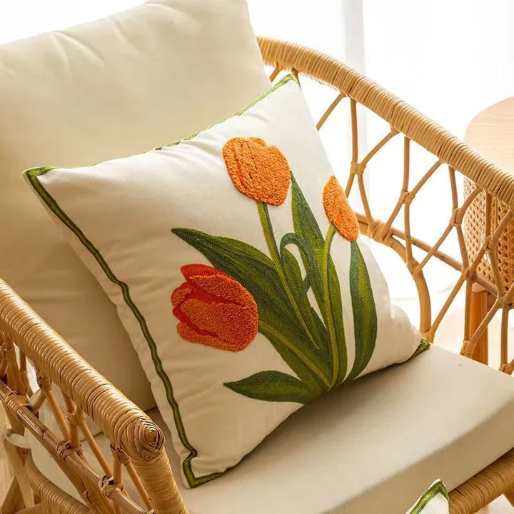Embroidered Tulip Pillowcase | Kalsten