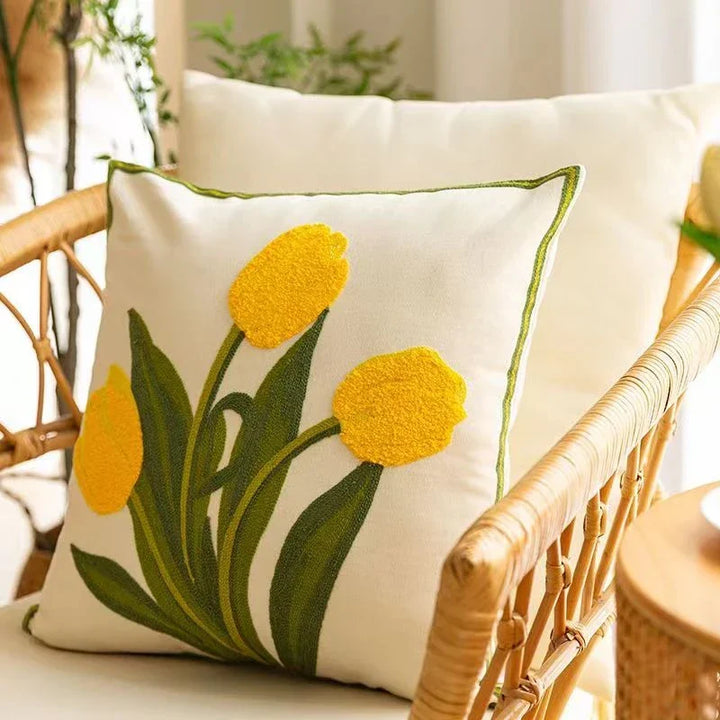 Embroidered Tulip Pillowcase | Kalsten
