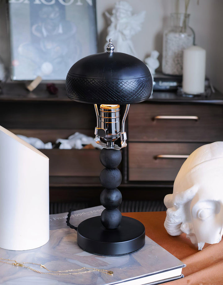 Turned Wood Candlestick Shaped Table Lamp 4.7' | Kalsten