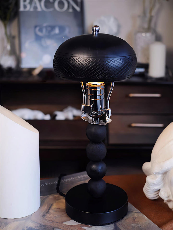 Turned Wood Candlestick Shaped Table Lamp 4.7' | Kalsten
