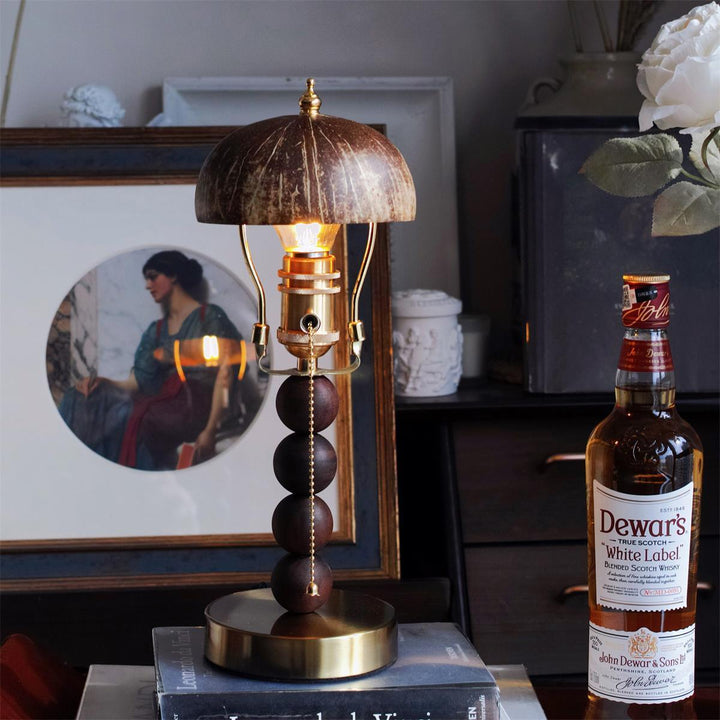 Turned Wood Candlestick Shaped Table Lamp 4.7' | Kalsten