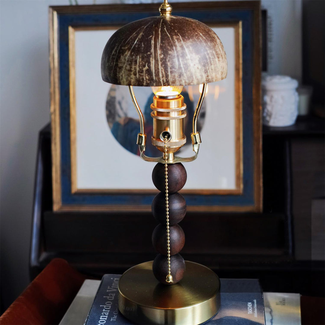 Turned Wood Candlestick Shaped Table Lamp 4.7' | Kalsten