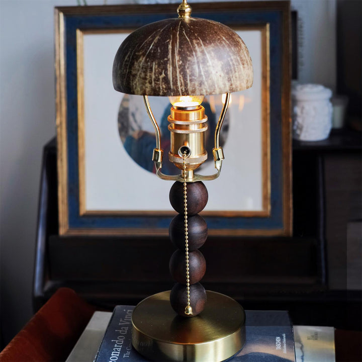 Turned Wood Candlestick Shaped Table Lamp 4.7' | Kalsten