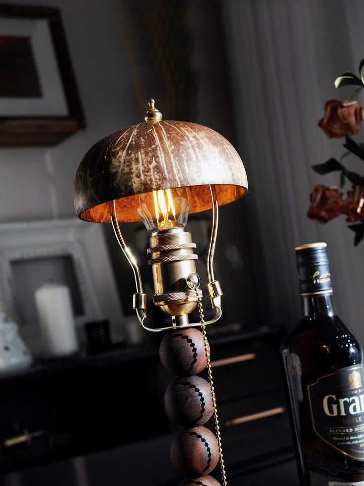 Turned Wood Candlestick Shaped Table Lamp 4.7' | Kalsten