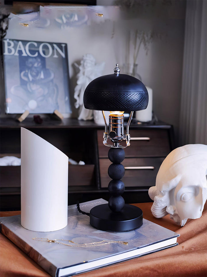Turned Wood Candlestick Shaped Table Lamp 4.7' | Kalsten