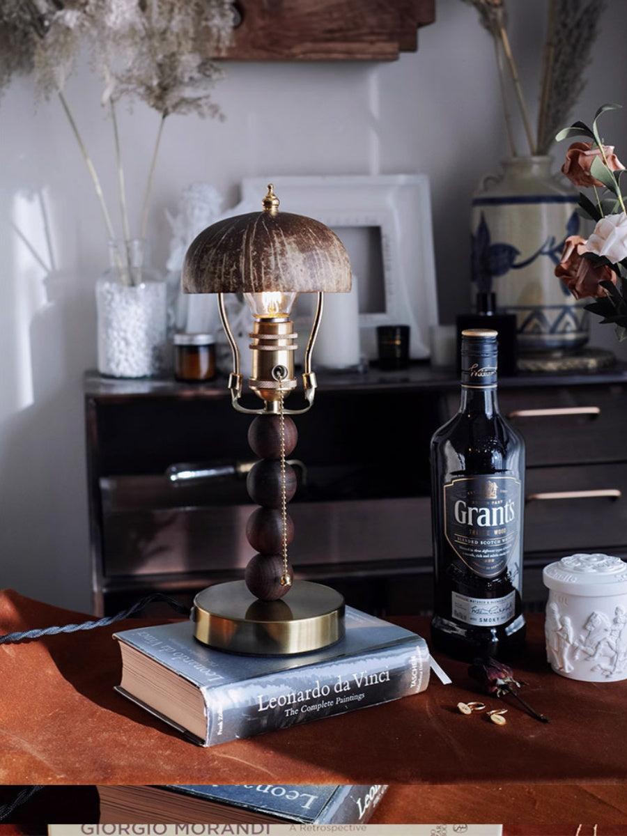 Turned Wood Candlestick Shaped Table Lamp 4.7' | Kalsten