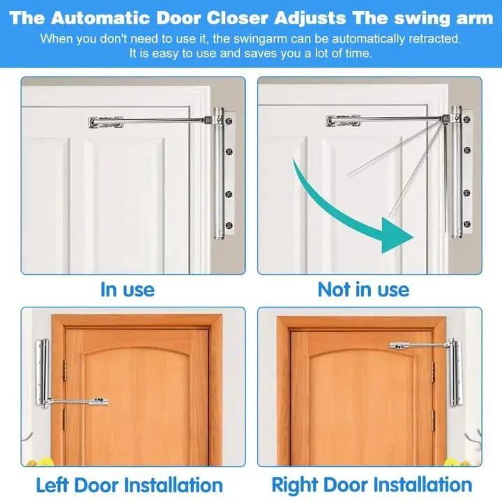 Kalsten | Automatic door closer – Stainless steel, quiet, easy installation