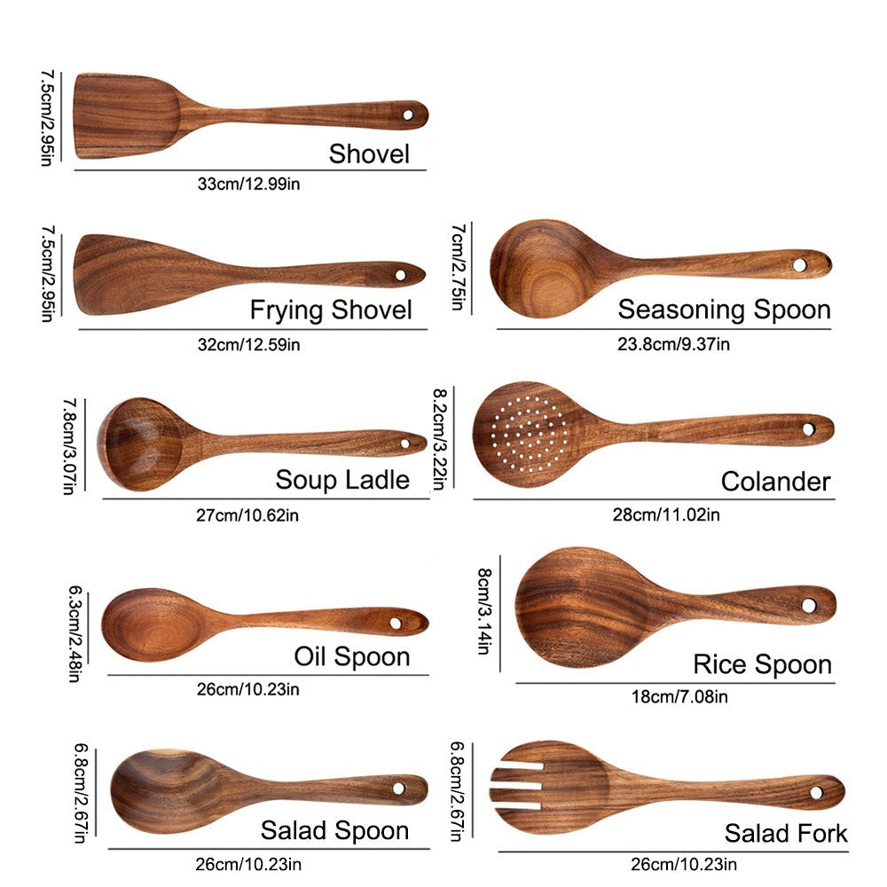 Organic Teak Wood Kitchen Utensil Set