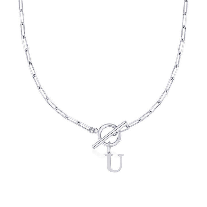 Kalsten | Paperclip Letter Initial Circle Lock Clasp Necklace