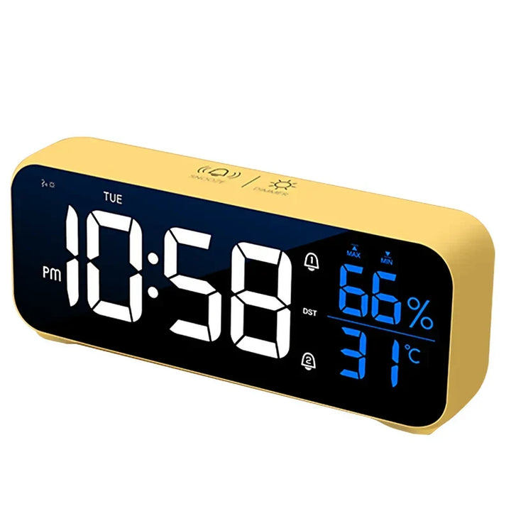 Multipurpose Musical LED Desk Clock with Alarm Function, Temperature and Humidity Display – Digital Clock for Desk and Bedroom | Kalsten