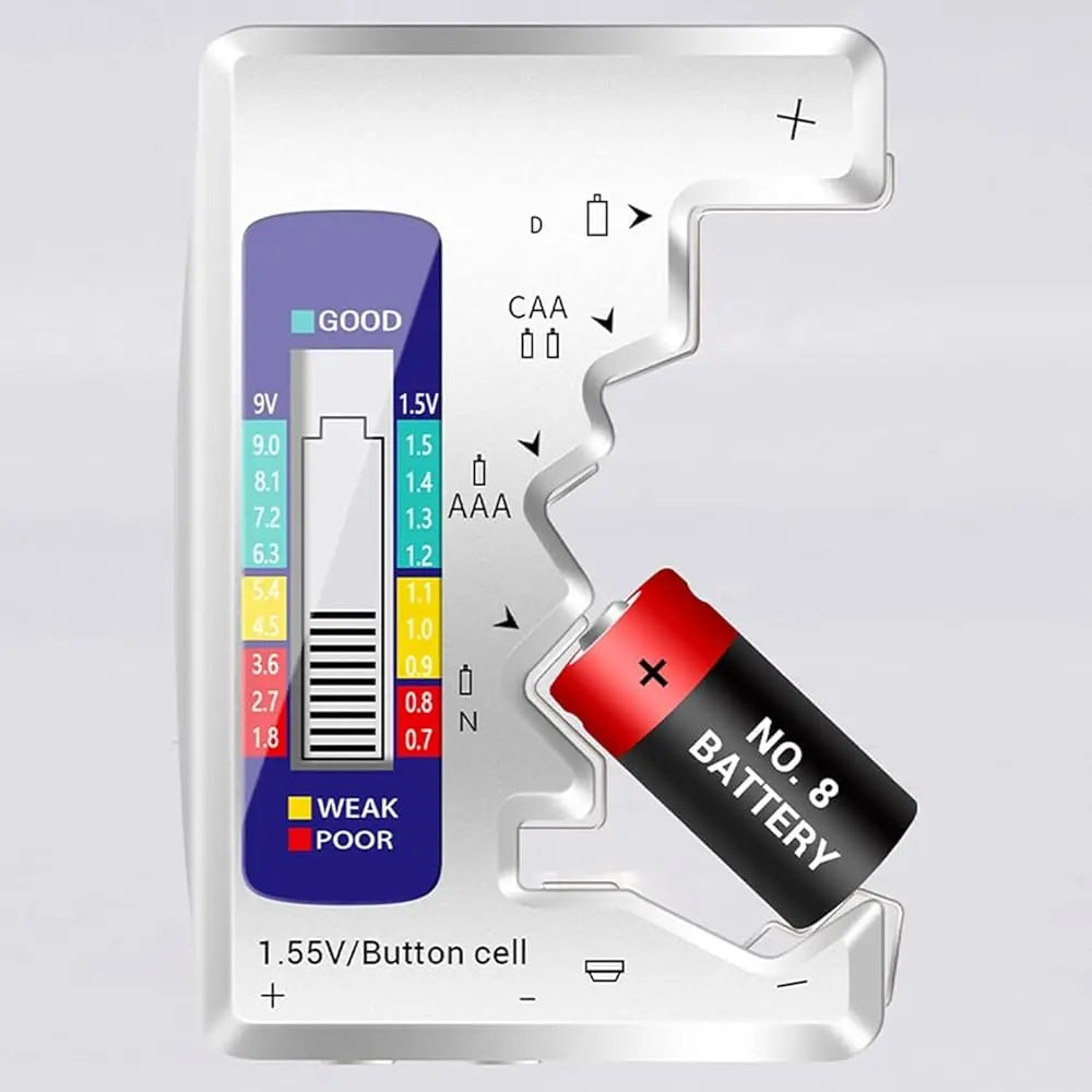 BowLift | Universal Battery Tester – Quick Test for AA, AAA, 9V & Button Cells