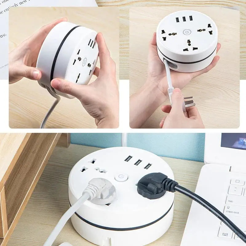 Kalsten | Universal power strip with retractable cable & USB ports