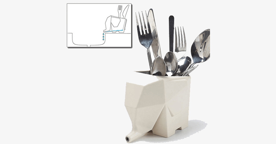 Kalsten | Elephant Cutlery Tray - Quickly and easily remove excess water!