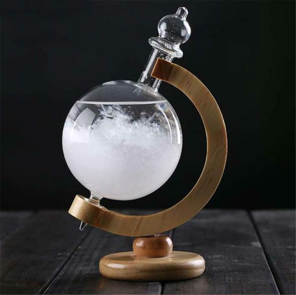 Kalsten | Storm Glass Weather Predicting Forecast Bottle Crystal Desktop Barometer with Wooden Base