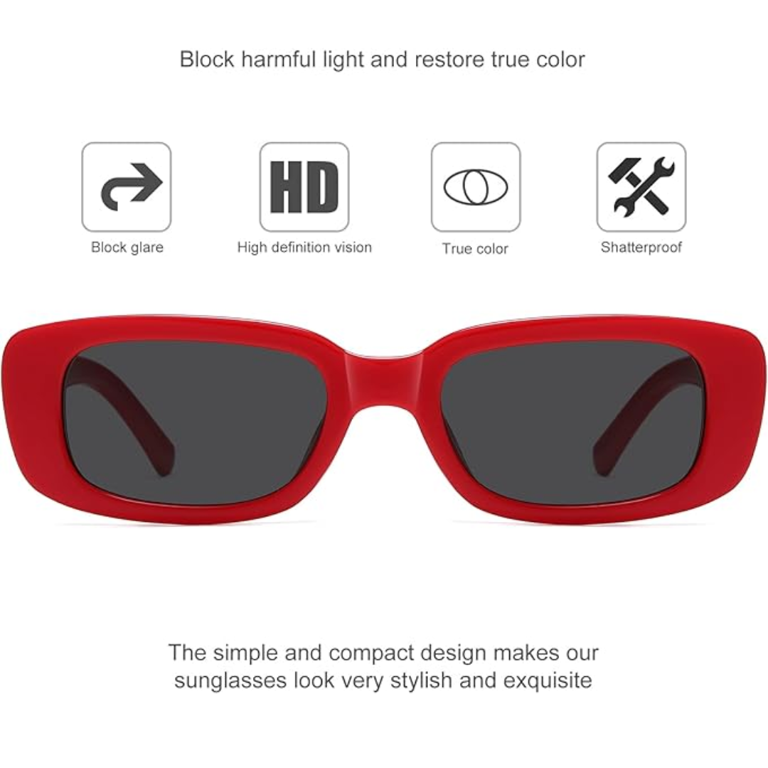 Retro Rectangular Y2K Sunglasses - Aria | Kalsten