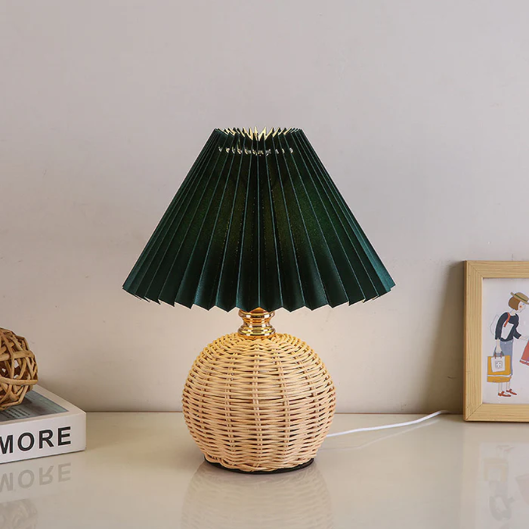 Modern Table Lamp with White Pleated Shade | Kalsten