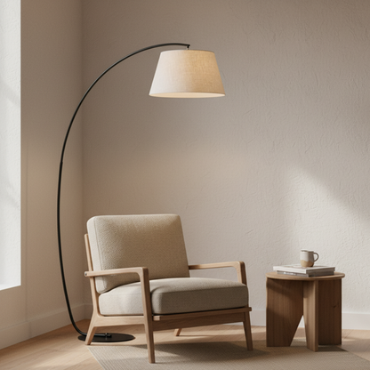 ArcoLuxe Fabric-Shade Arc Floor Lamp