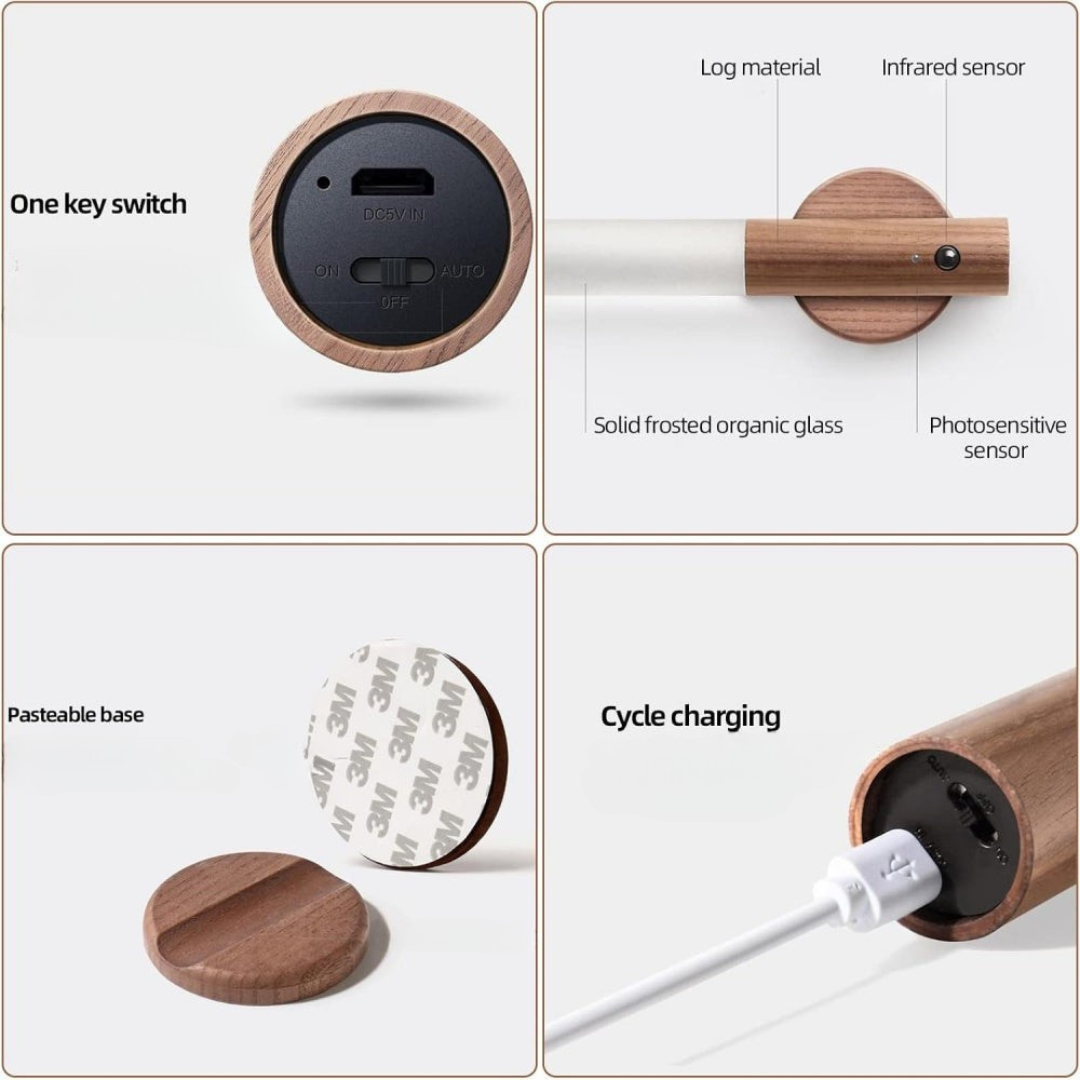 Wood LED Motion Sensor Wall Lamp Kalsten