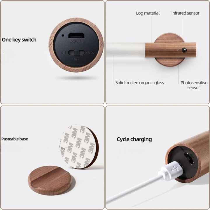 Wood LED Motion Sensor Wall Lamp Kalsten