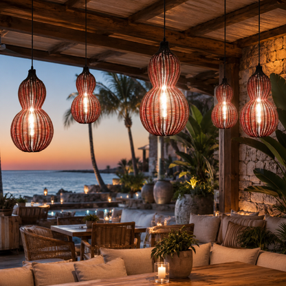 Handwoven Rattan Outdoor Pendant Light, IP65