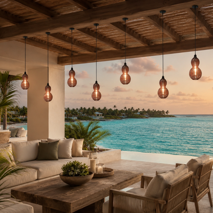 Handwoven Rattan Outdoor Pendant Light, IP65