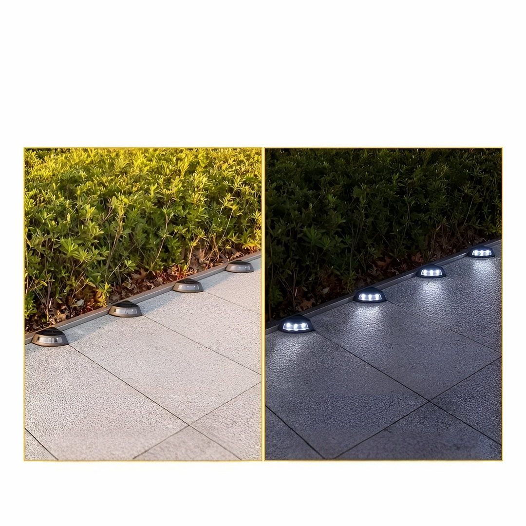 Solar stair lights in a set of 4 – Weatherproof | Perfect for gardens, paths & outdoor areas | Kalsten