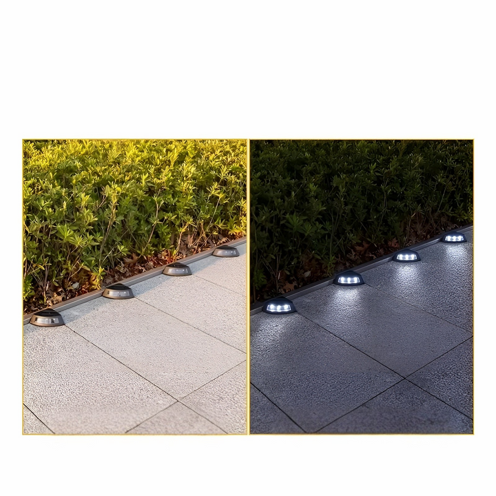 Solar stair lights in a set of 4 – Weatherproof | Perfect for gardens, paths & outdoor areas | Kalsten
