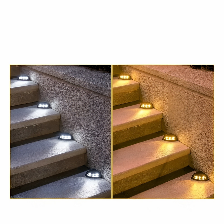 Solar stair lights in a set of 4 – Weatherproof | Perfect for gardens, paths & outdoor areas | Kalsten