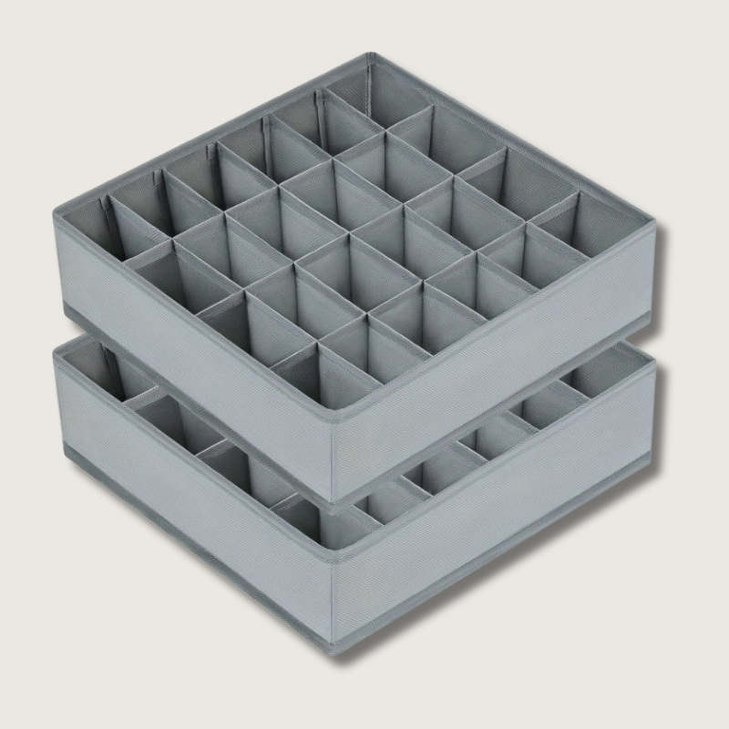 BowLift | FoldBox - 2-Pack Collapsible Storage Bins with 24 Compartments