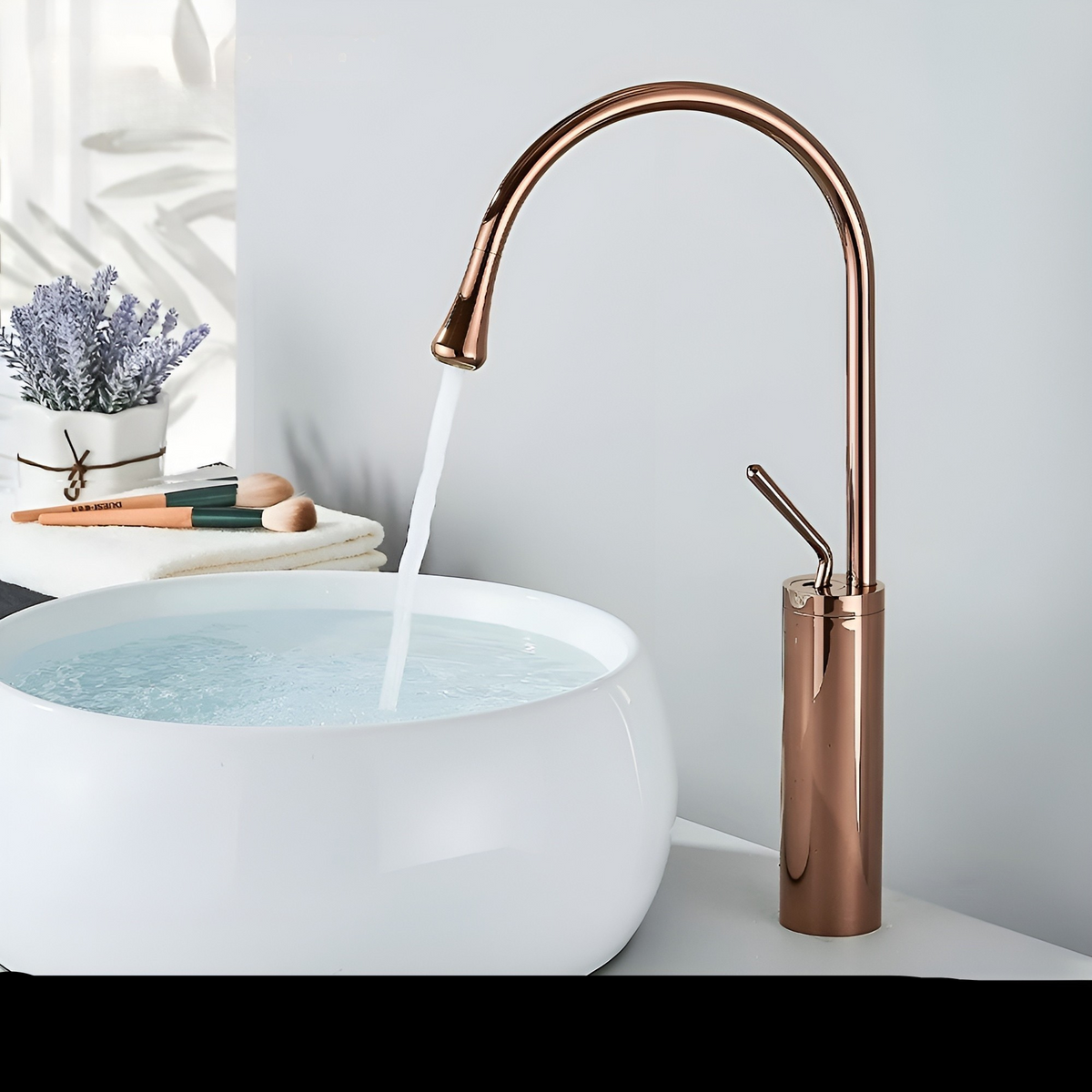 Basin mixer tap with a brushed finish – Deck-mounted tap, hot and cold mixer, brass fitting for residential use