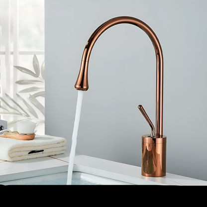Basin mixer tap with a brushed finish – Deck-mounted tap, hot and cold mixer, brass fitting for residential use