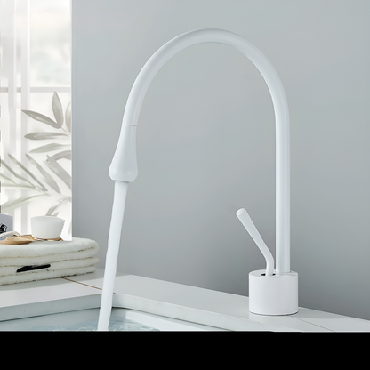 Basin mixer tap in a brushed look – Basin mixer tap, hot-cold mixer, brass tap for residential use | Karnz