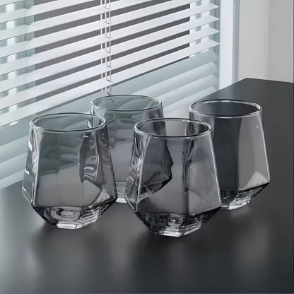 Glass Cup in Transparent Design, 4-Piece Set – Stylish and Decorative Design | 300 ml Glass Cup for Water, Juice, and Tea | Skanto