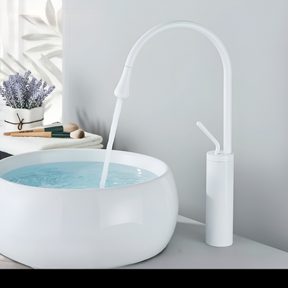 Basin mixer tap in a brushed look – Basin mixer tap, hot-cold mixer, brass tap for residential use | Karnz