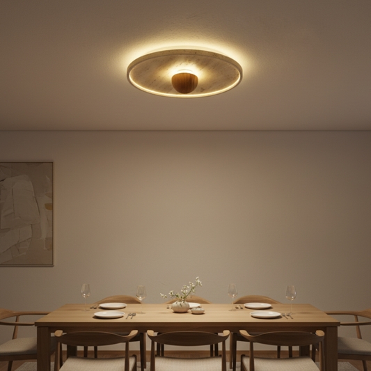 TerraGlow Natural Travertine Flush Mount